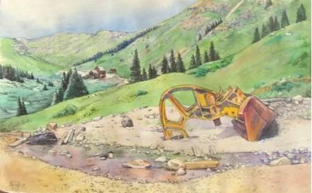 Trackter Bucket landscape painting